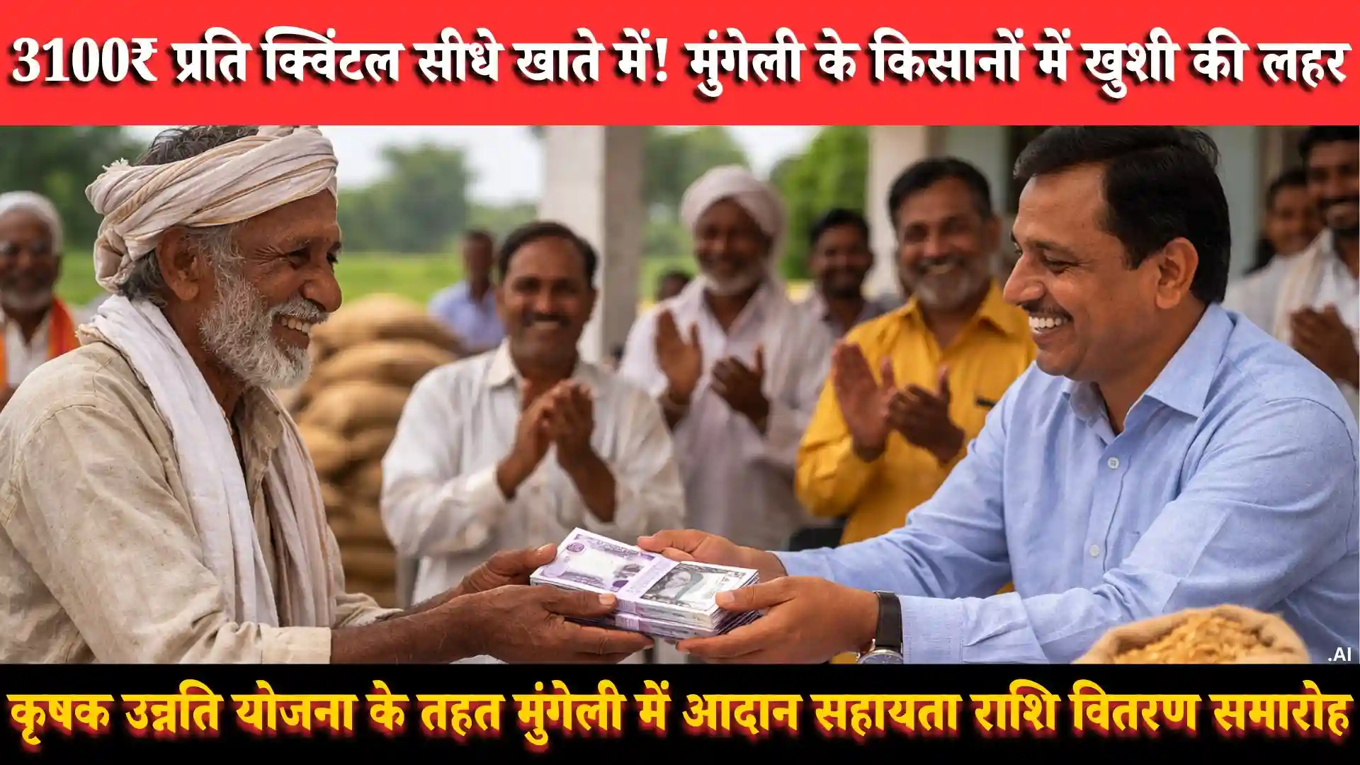 Mungeli Krishak Unnati Yojana: किसानों के खातों में 3100₹ प्रति क्विंटल की Direct Transfer, 387 करोड़ से ज्यादा राशि जारी