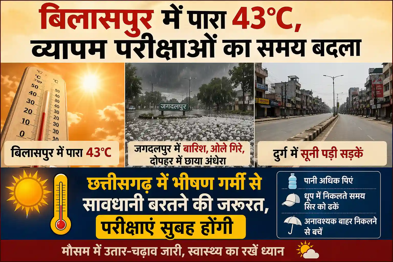 छत्तीसगढ़ में भीषण गर्मी से सावधानी बरतने की जरूरत, परीक्षाएं सुबह होंगी